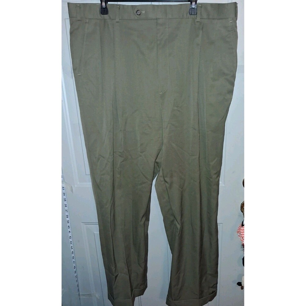 Burberrys Vintage Men's Pleated Dress Pants Olive Khaki Cuffed 40x32 Read
